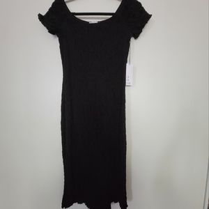 LACAUSA Black Smocked Dress NWT Sz M